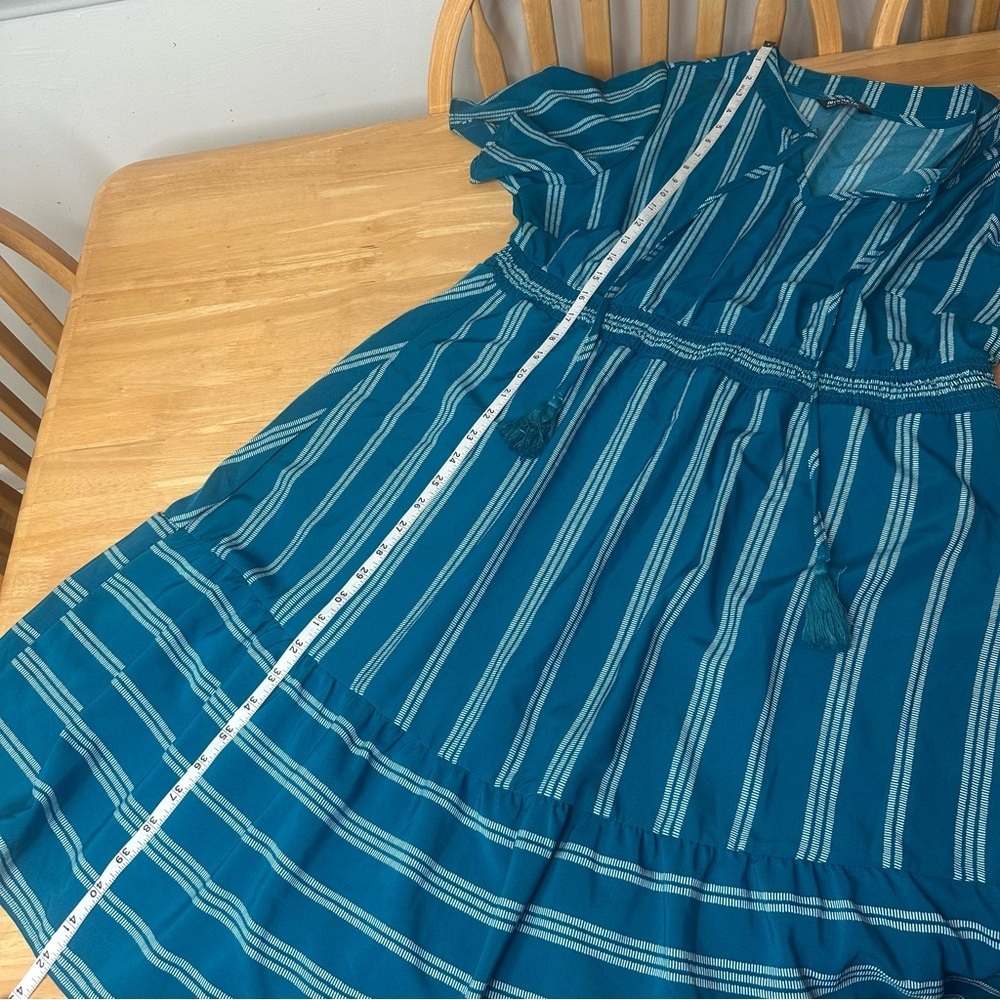 Bloom Chic Plus Size Teal Blue Short Sleeve Dress Size 14 / 16 Striped - Picture 5 of 7